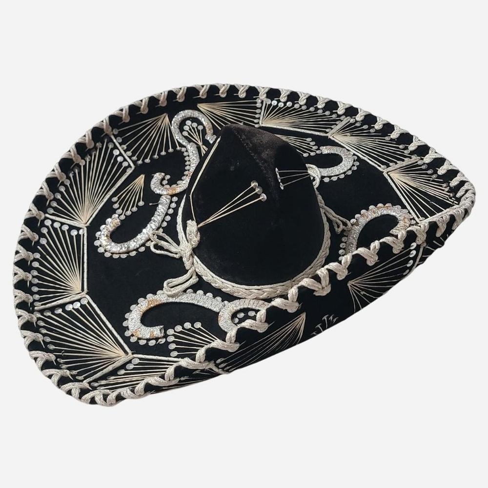 Chic Black Hat with Silver Detailing